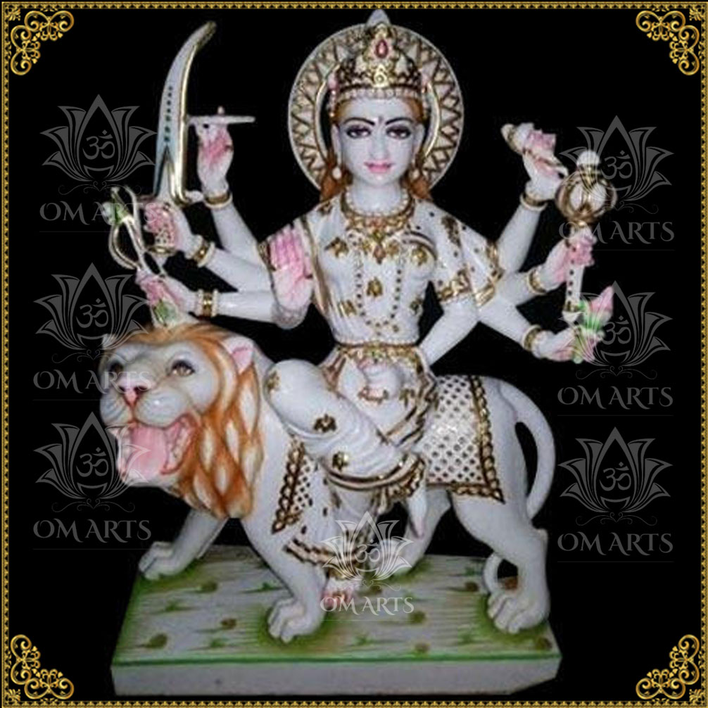 Marble Elegant Durga Statue