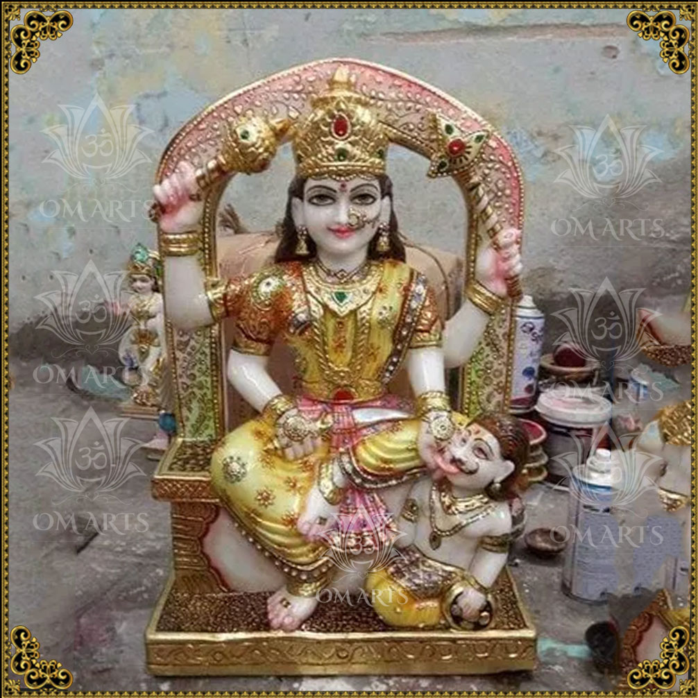 Marble Baglamukhi Mata Statue