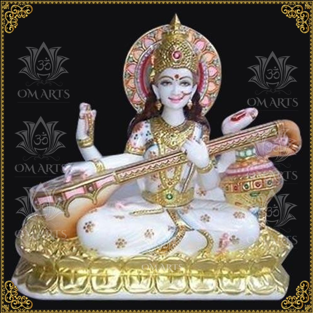 Marble Goddess Saraswati Statue