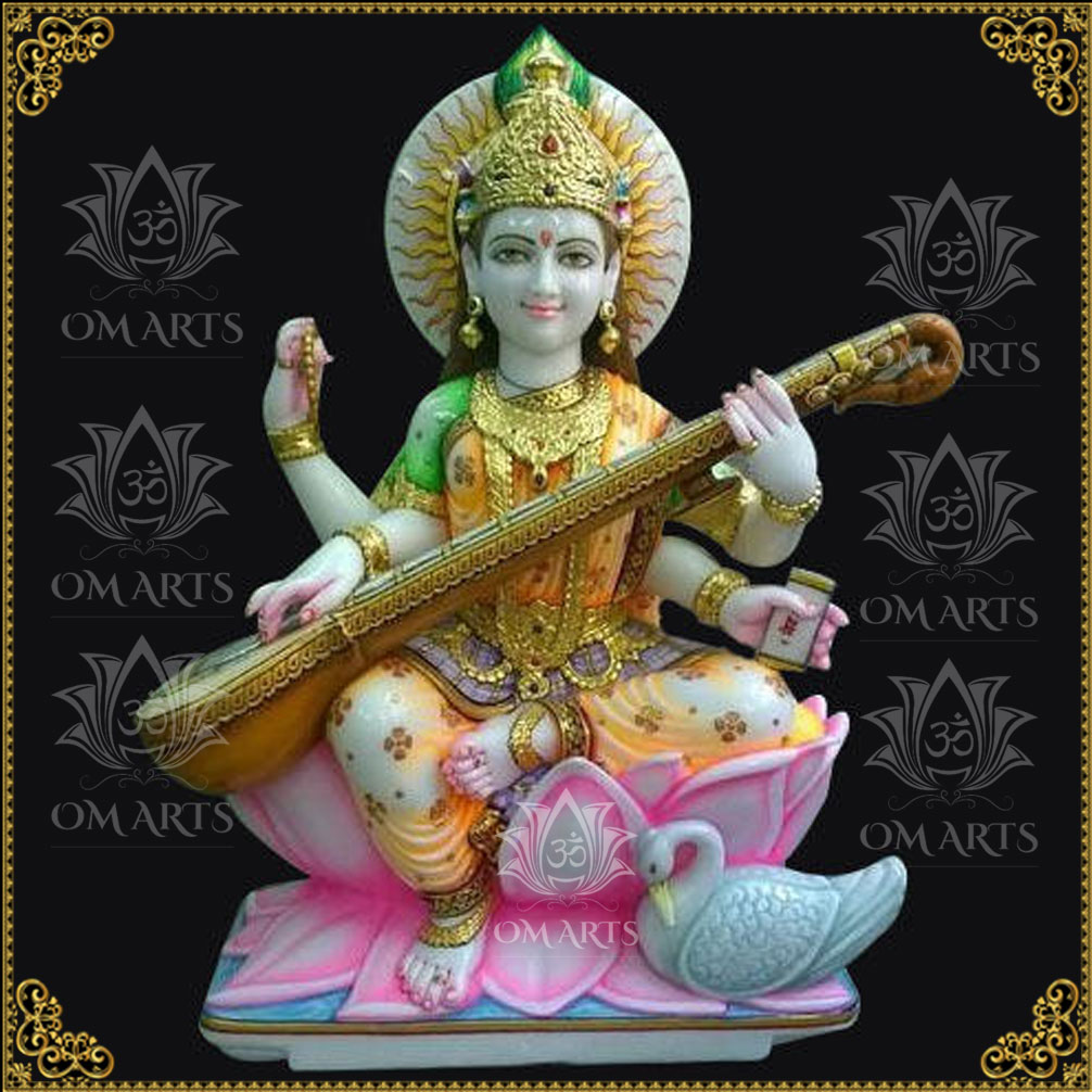 Marble Goddess Saraswati Statue