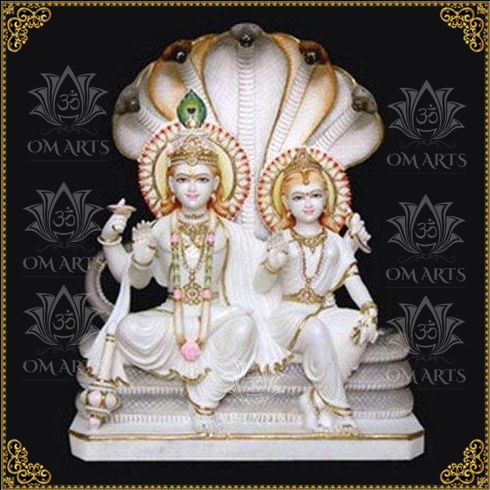 Marble Laxmi Narayan Sitting On Sheshnag Statue