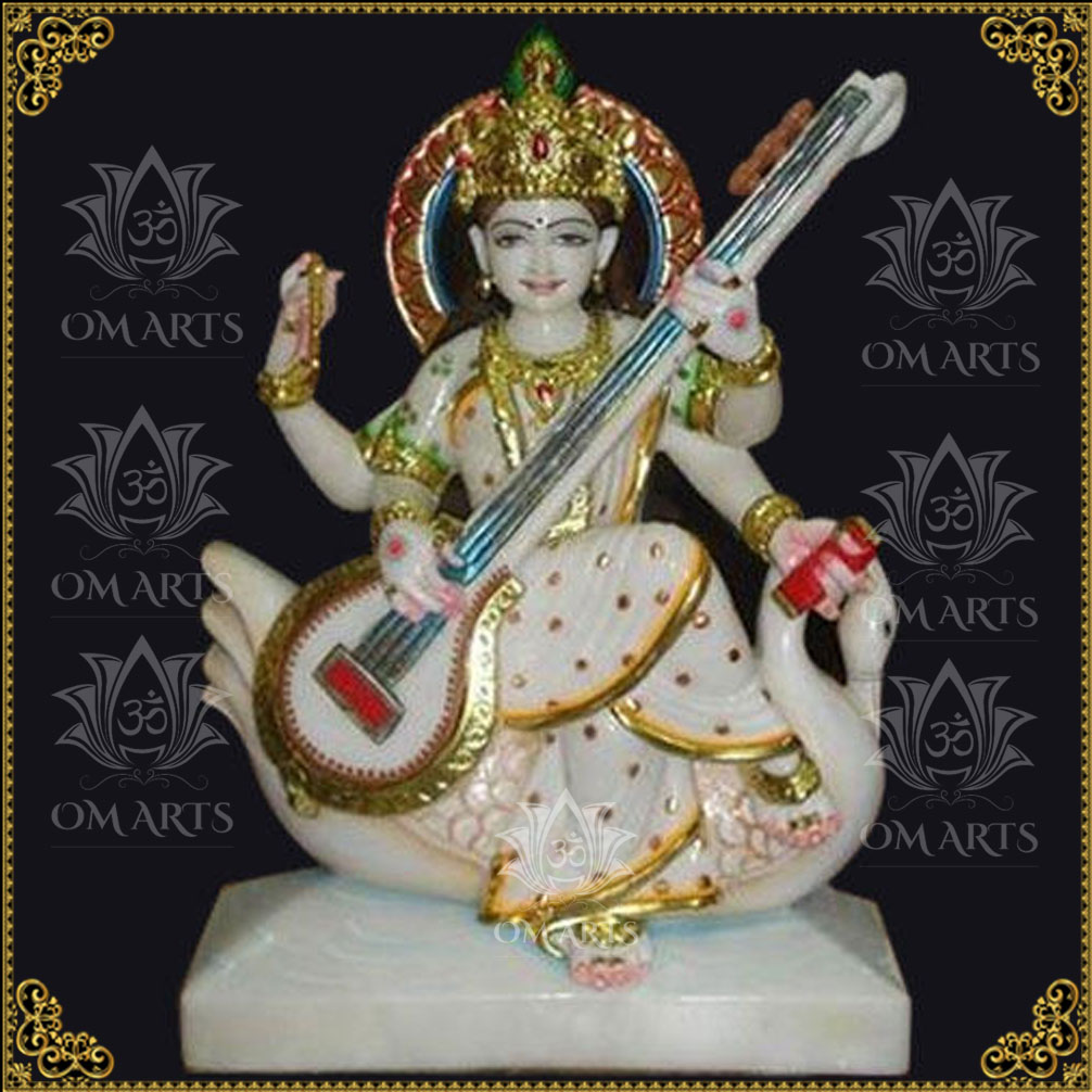Marble Saraswati Mata Statue