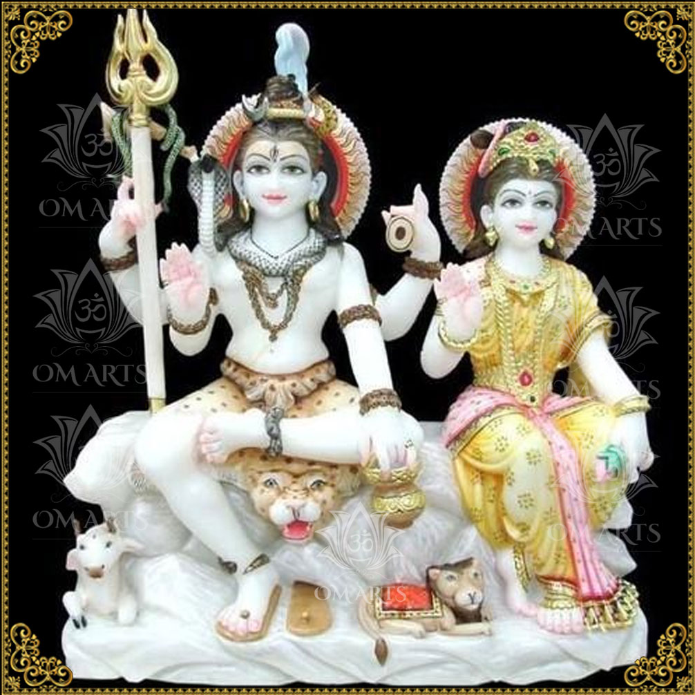 Shiv Parvati Marble Statue