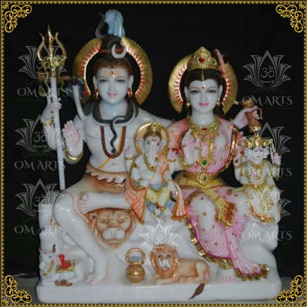 Shiv Parvati Marble Statue