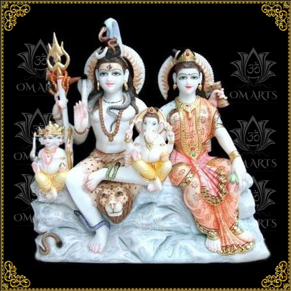 White Marble Shiv Family Statue