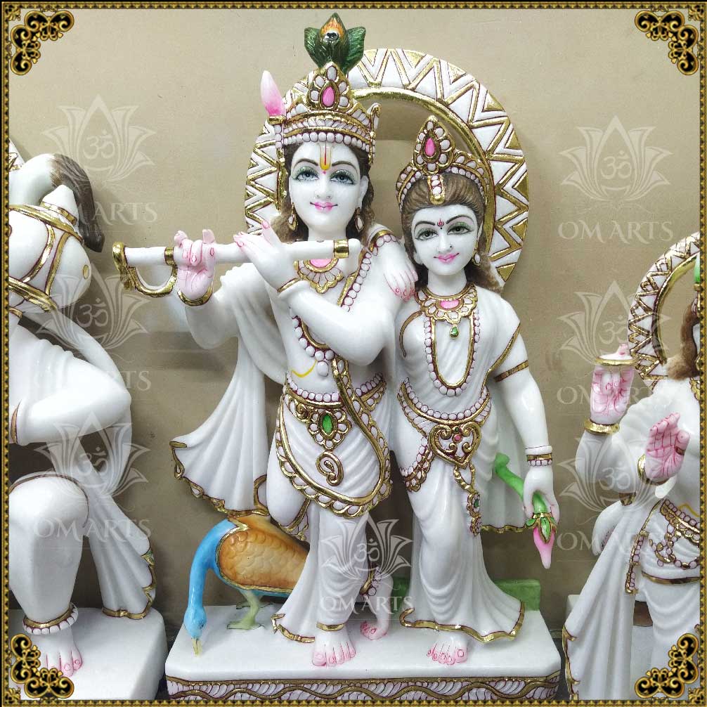 White Marble Radha Krishna Statue